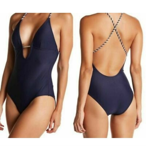 NWT Ted Baker Rope Tie One Piece Swimsuit In Navy 4 - Picture 2 of 9